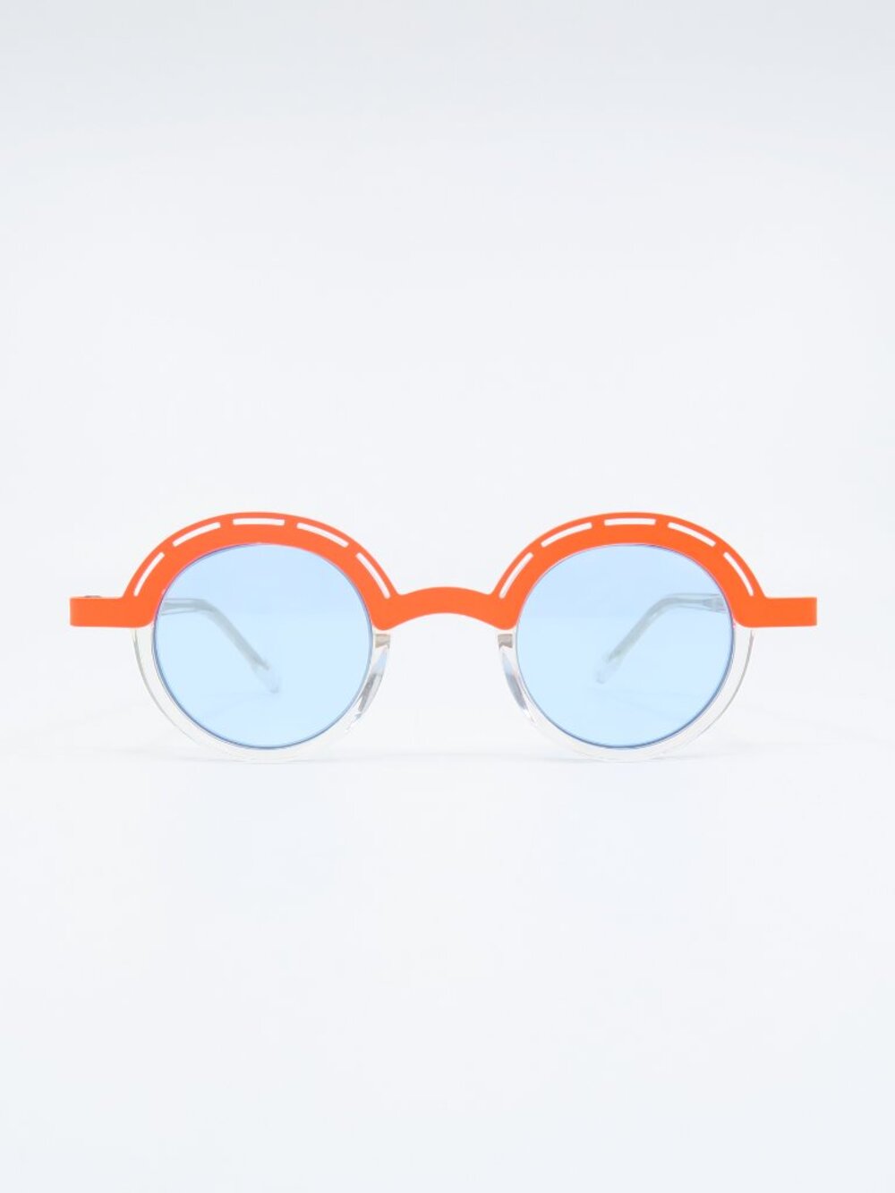 Light Tint Orange and Clear-Blue Lenses, New, Round, Fashion Unisex Sunglasses.